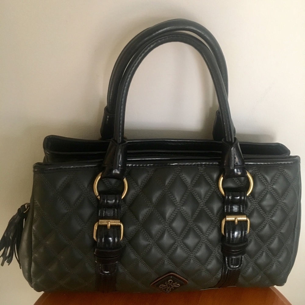 Simply Vera  Vera Wang Dark Grey Vinyl Tote.